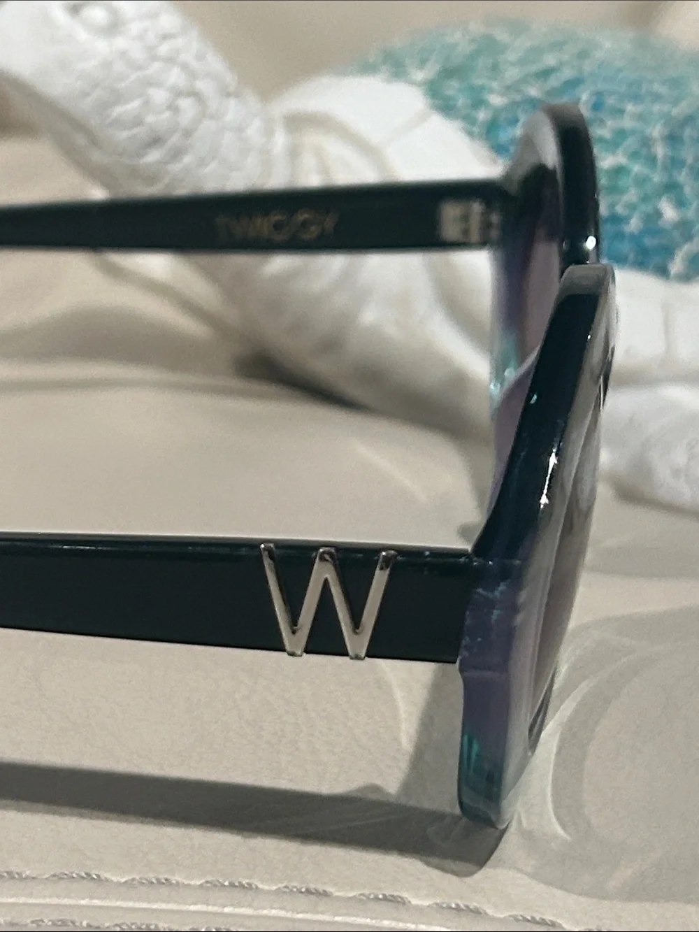 Wildfox Vintage “Twiggy” translucent teal to purple gradient finish sunglasses